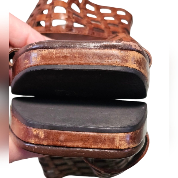 Cole Haan studio woven wood platform sandal Asian inspired leather - Picture 6 of 9